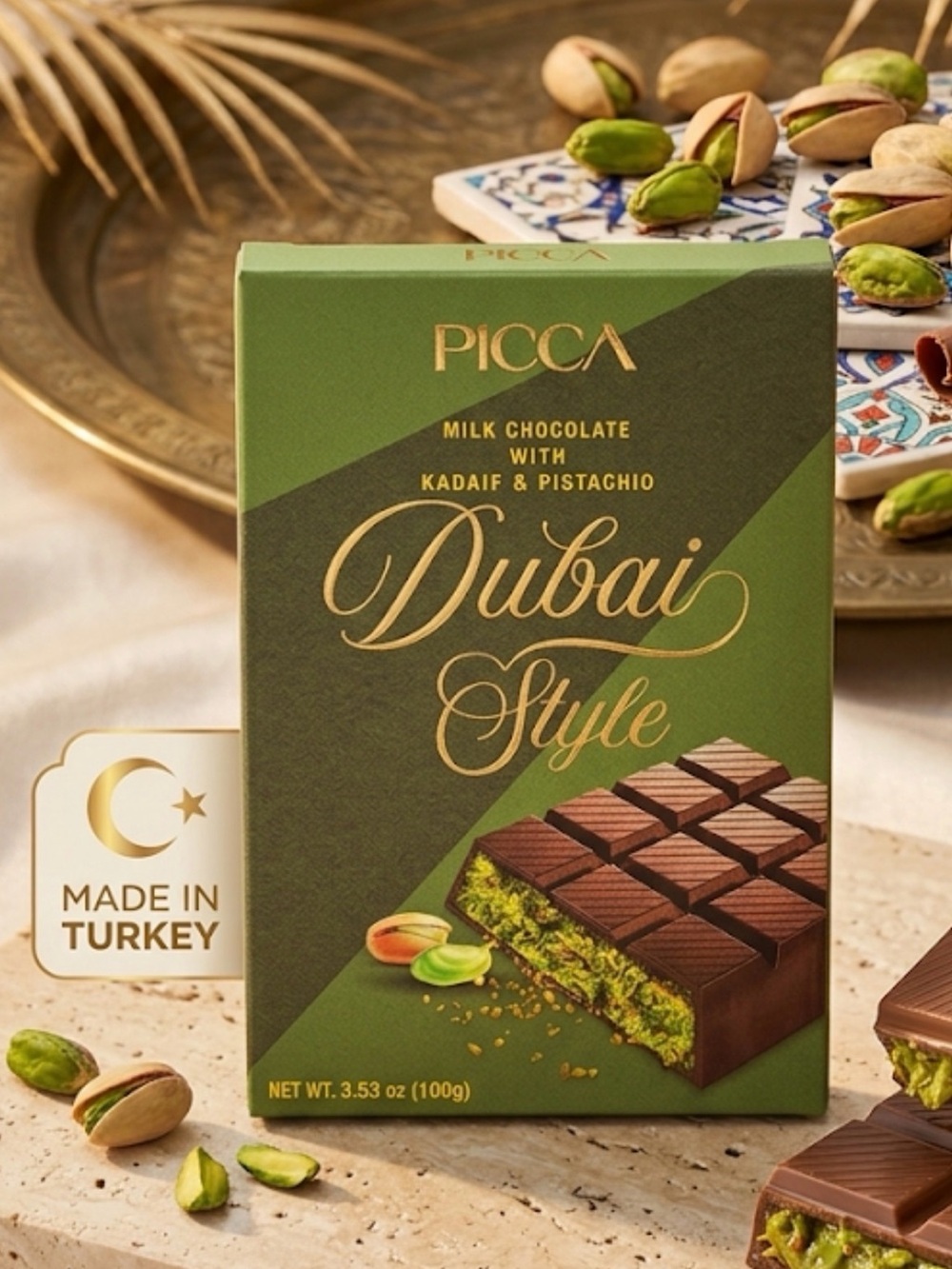 Milk Chocolate 🍫 DUBAI CHOCOLATE with Kadayif & Pistachio  candy